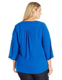 Plus Size Asymmetric Hem Wrap Top, Bright Blue, 3X