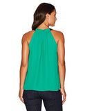 Ellen Tracy Solid Tie Neck Halter, Palm, Petite XLarge