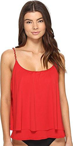 Michael Michael Kors Chain Solids Layed Tankini Top Red Blaze Swimsuit Top