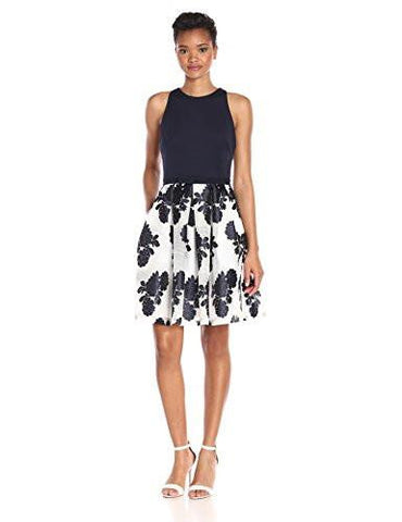 Floral Applique With Scuba Top, Navy/Ivory, 8