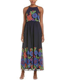 Zinnea Border Floral Long And Full Maxi, Navy Multi, 10