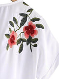 Sweatyrocks Causual Summer Tops Floral Embroidered Short Sleeve T Shirt Xl
