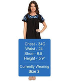 Folk Garden Embroidery Short Sleeve Dress Black Dress
