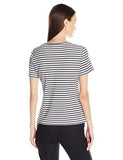 Short Sleeve Striped Knit Tee Whiteblack M