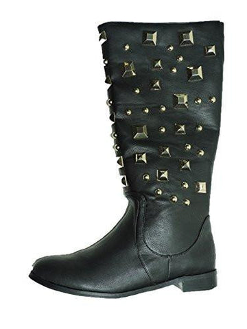 Joan Boyce Black Faux Leather 17 Tall Studded Riding Fashion Boots Size 12 M