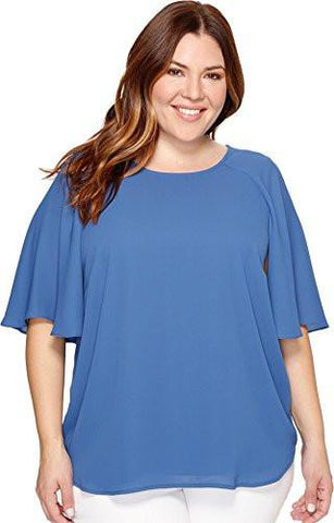 Plus Plus Size Cape Sleeve Top Indigo Shirt