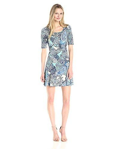 Pencil Sleeve ALine Dress, Print, Xs