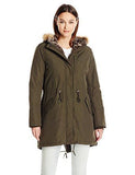 Arctic Cloth Full Length Pile Lined Parka With Faux Fur Trimmed Hood, Army Green, L