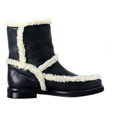 Maison Margiela Mm6 Leather Fur Trimmed Boots Shoes Us 7 It 37;
