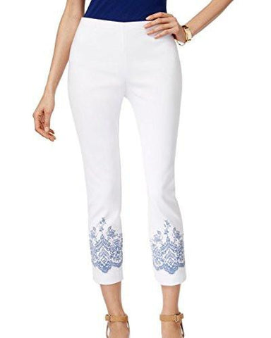 PrintedHem PullOn Cropped Pants White 12