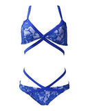 Mooskini Sexy Lace Halter Padded Push Up Bikini Set Twopieces Swimsuit S Blue