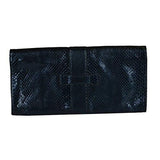 Blue Python Skin Clutch Handbag Bag