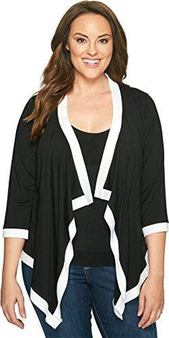 Plus Plus Size Banded Drape Jacket Black/OffWhite Jacket