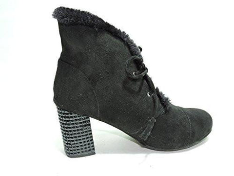 Joan Boyce 443873 Florita Black Faux Fur Jewel 3 Heel Ankle Lace Up Boots Size Us 85 W Wide