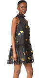 Metallic Rosebuds Dress, Black, M