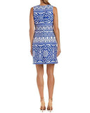 Taylor Dresses Medallion Print Shift Dress, Blue/Ivory, 10
