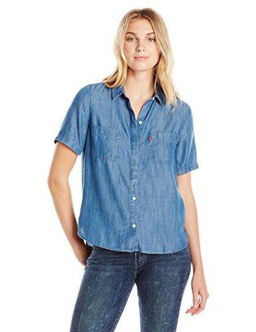 Short Sleeve Beverly Shirt, Medium Bright 53% Cotton, 47% Metallic, Medium