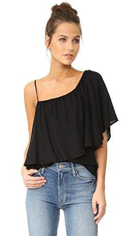 Stella One Shoulder Blouse, Black, Medium