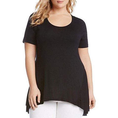 Plus HiLow Crew Neck Blouse Black 2X