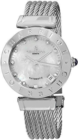 Charriol Alexandre C Stainless Steel Twisted Cable Bracelet Swiss Made Diamond Automatic Watch Amas51A002