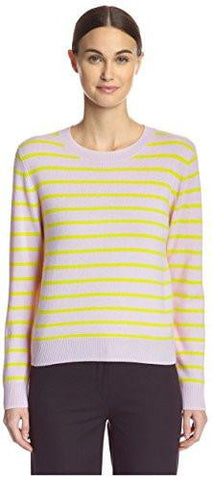 Cashmere Striped Sweater, Blush, L