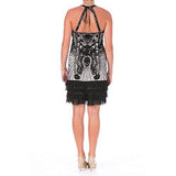 S Embellished Halter Cocktail Dress B/W 6