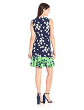 Printed Surplus Bodice Dress, Navy, 14