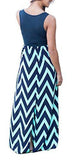 Demetory `S Boho Sleeveless Wave Striped Maxi Dress Xlarge Navy