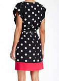 S Boat Neck Dot Print Sheath Dress Black 16