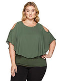 Plus Size Cold Shoulder Layered Top, Olive, 1X