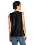 Sleeveless Vneck Top With Ruffle Collar Black S