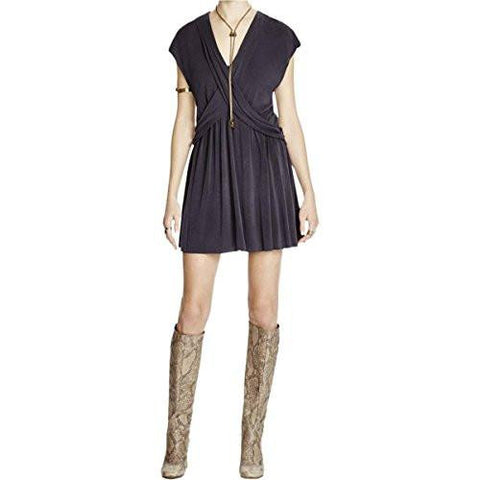 Criss Cross VNeck Casual Dress Black Xs