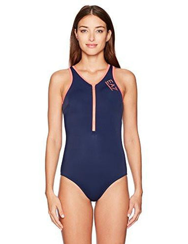 Active High Neck One Piece Swimsuit Navy L