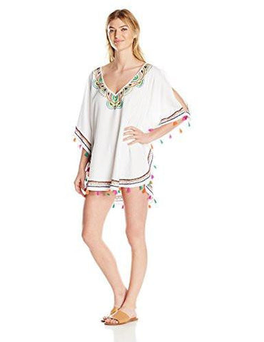 Paisley Embroidery Caftan Cover Up Whitewhite S