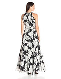 Printed Ball Gown Dress, Black/Natural, 6