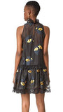 Metallic Rosebuds Dress, Black, M