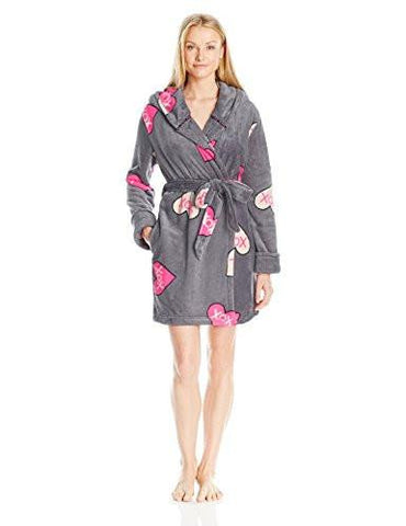 Pop Art Plush Robe, Betsey Xox Heart Emoji, Medium/Large