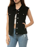 Kogmo Loose Fit Trucker Distressed Denim Vestmblack