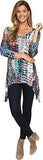 3/4 Sleeve Handkerchief Top Print Shirt