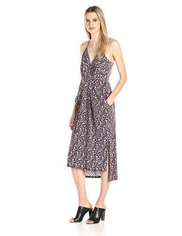 Flordal Printed Midi Faux Wrap Dress Deep Red Combo Medium