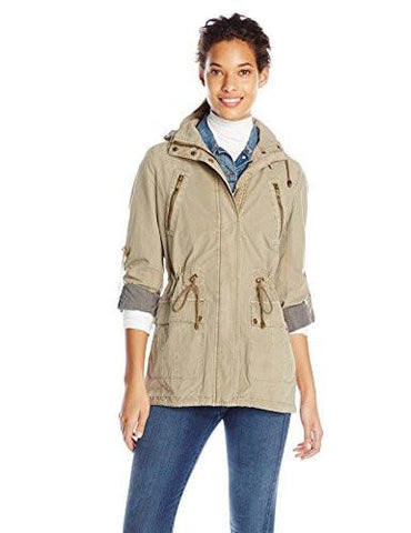 Lightweight Cotton Hooded Anorak, Khaki, XSmall