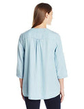 Asymmetric Hem Wrap Top, Chambray, M