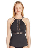 Kenneth Cole York Weave Your Own Way Solid High Neck Tankini Black M