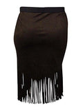 Faux Suede Fringe Skirt Brown Skirt