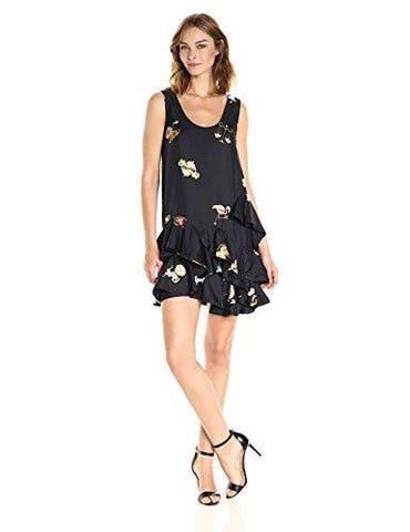 Zodiac Silk Tank Dress, Black/Multi, 0