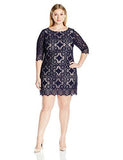 Plus Size Lace Shift Dress, Navy, 16W