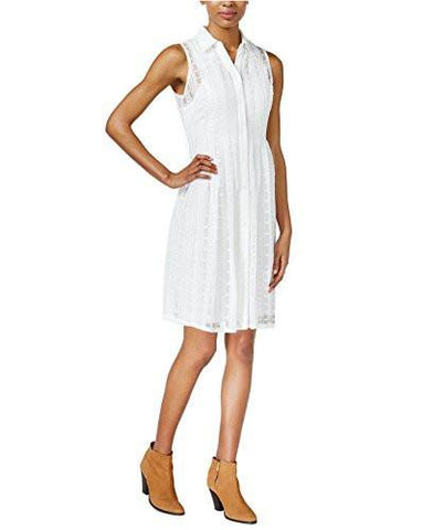 Lace Sleeveless Shirtdress XLarge, Bright White