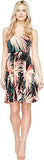 Maggy London Techno Palm Jersey Pleated Fit And Flare, Soft White/Orange, 10
