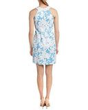Stretch Hopsak Floral Halter CutAway Sheath, Pool Blue, 8