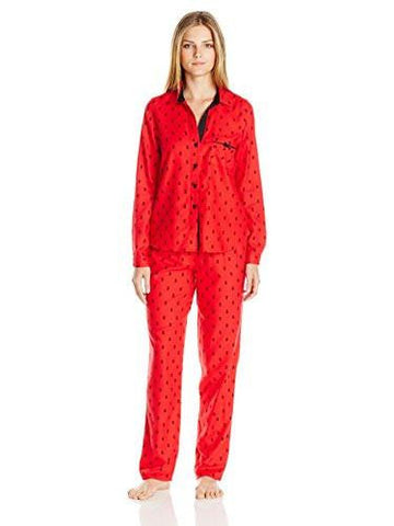 Betsey Johnson Gift Packaged Cozy Flannel Pj, Mini Girly Skulls Ski Patrol, Medium
